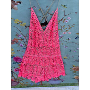 Rubber Duck Womens Sexy Lace Jumpsuit Hot Pink Size Large